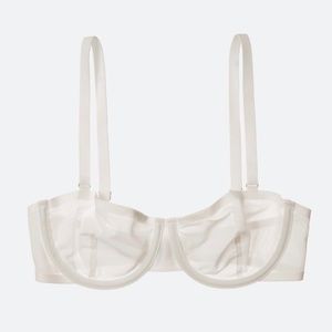 CUUP Balconette bra 32G in salt mesh (white) NWOT